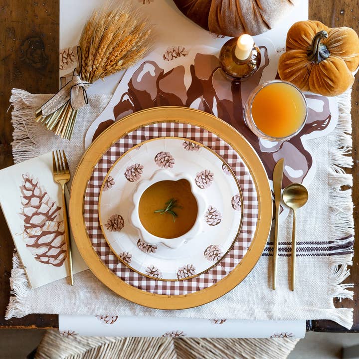 My Mind’s Eye - Wholesale Disposable Placemat - THP925 - Harvest Pine Cone Paper Placemat3