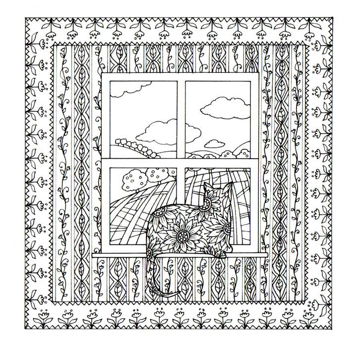 Colour Your Own Cat Staring Out of the Window for wholesale by Cheshire card company