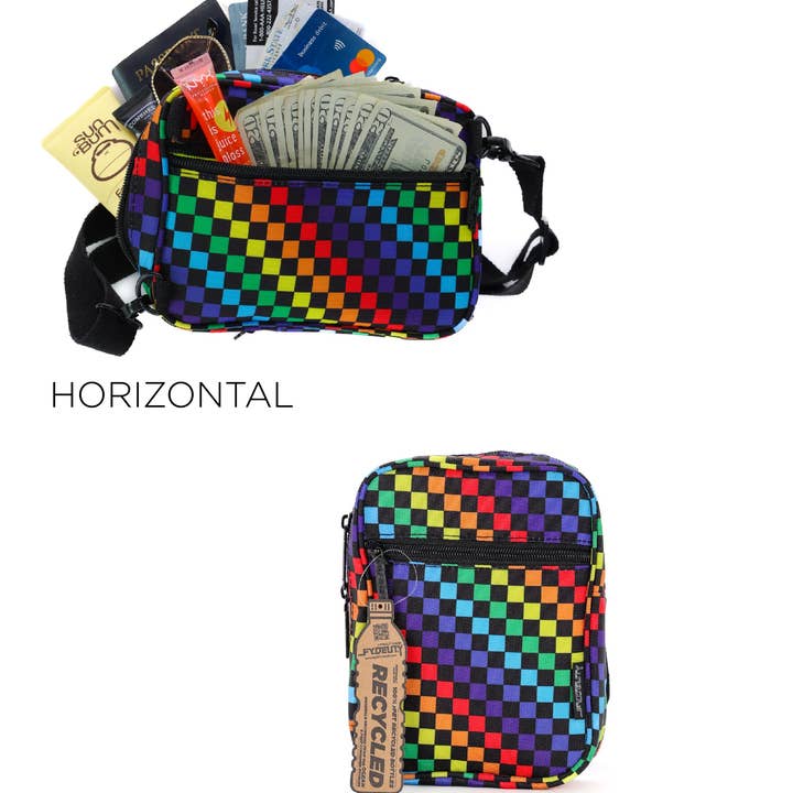 Fydelity - Wholesale Crossbody Bag - Women's - 88558: Sidekick Sling Bag | Recycled RPET | Indy Rainbow Black4