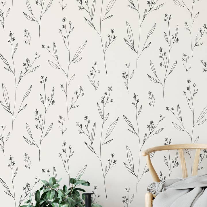 Modern and Minimal Floral. Peel and Stick. for wholesale by Timberlea