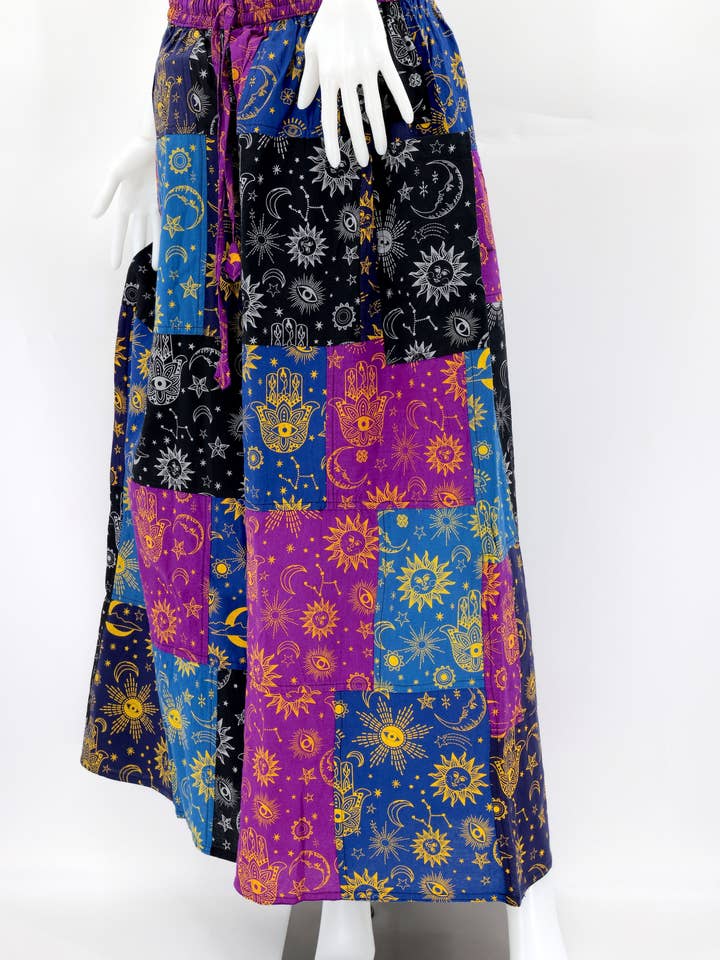 Himalaya Handmade - Wholesale Pants – Women's - Cotton Hippie Handmade Harem Patchwork Celestial Print Wide Leg Bohemian Trousers7