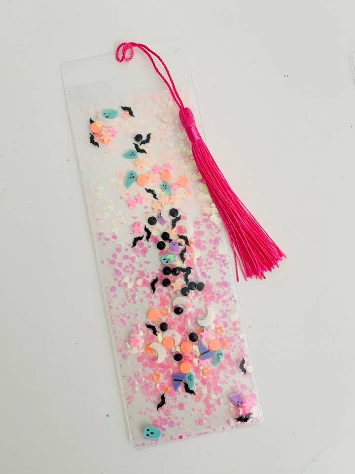 Pink Halloween Glitter Shaker Bookmark for wholesale by Coloring Home