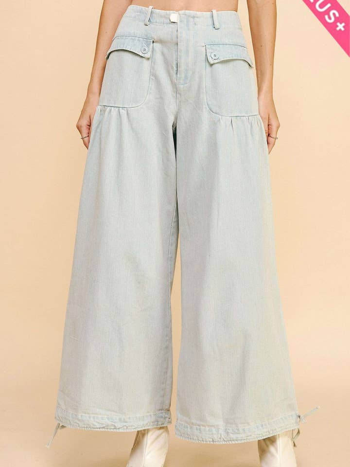 Davi & Dani - Wholesale Pants - Women's - PLUS WIDE OPENING ADJUSTABLE DENIM PANTS0