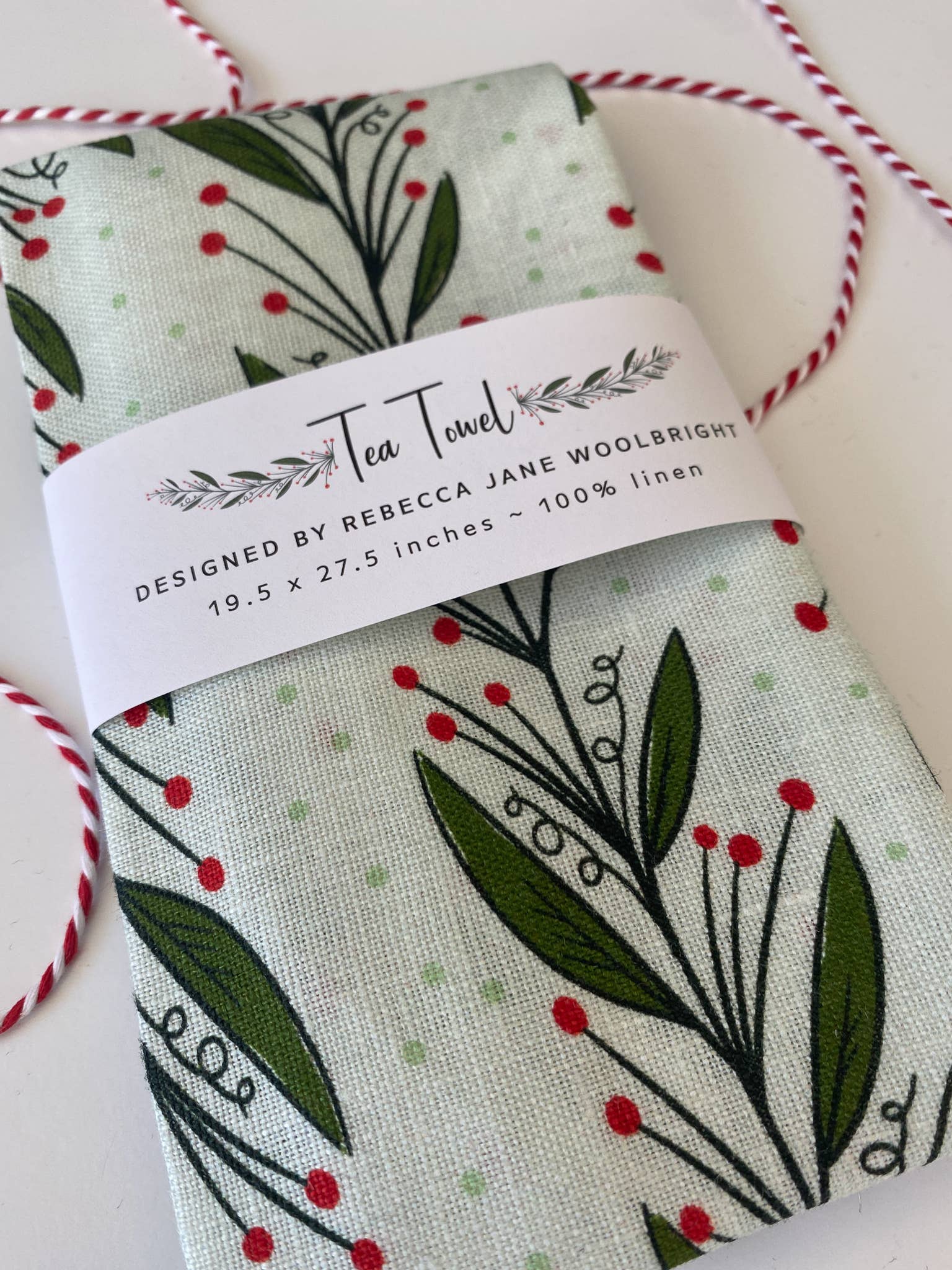 Rebecca Jane Woolbright - Wholesale Tea Towel - Mistletoe Tea Towel – Holiday Kitchen Linen4