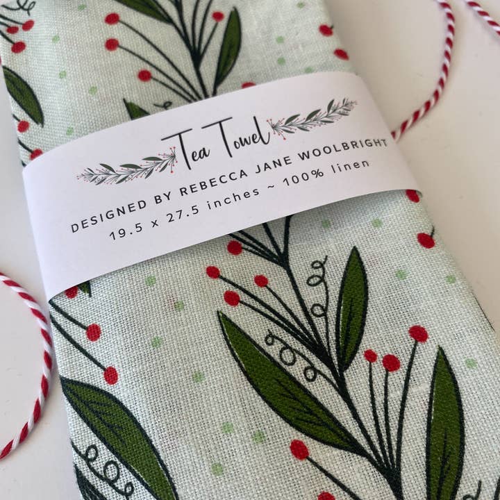 Rebecca Jane Woolbright - Wholesale Tea Towel - Mistletoe Tea Towel – Holiday Kitchen Linen4