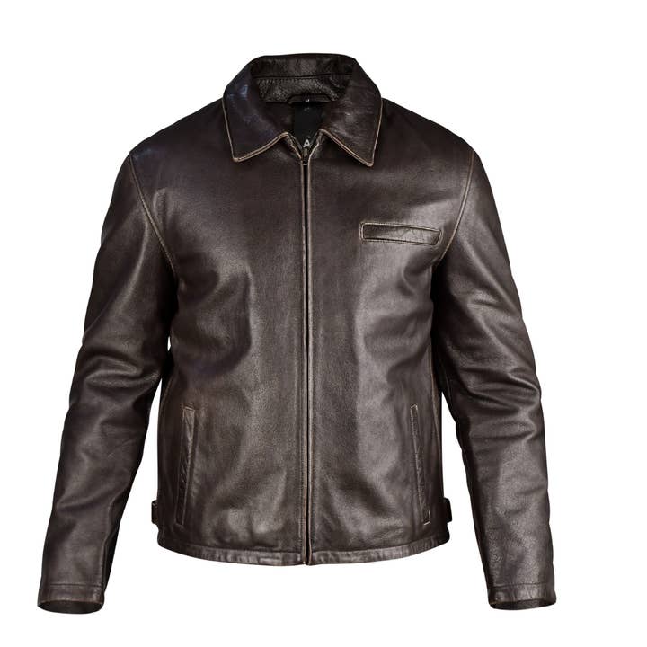 Brown Shirt Collar Men’s Leather Jacket - Cowhide Edition for wholesale by TA Impex