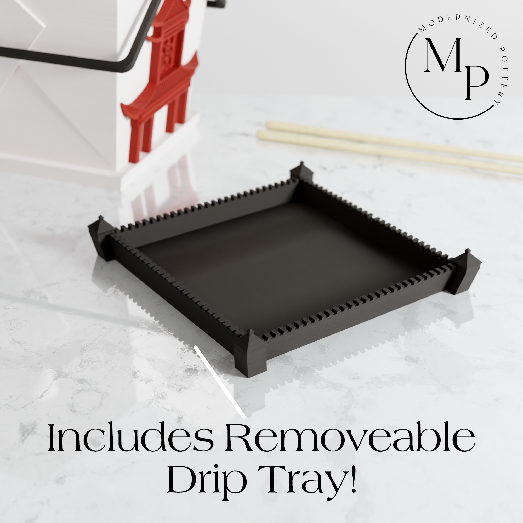 Modernized Pottery - Vente Pot - Pot de fleurs chinois original en forme de boîte à emporter9