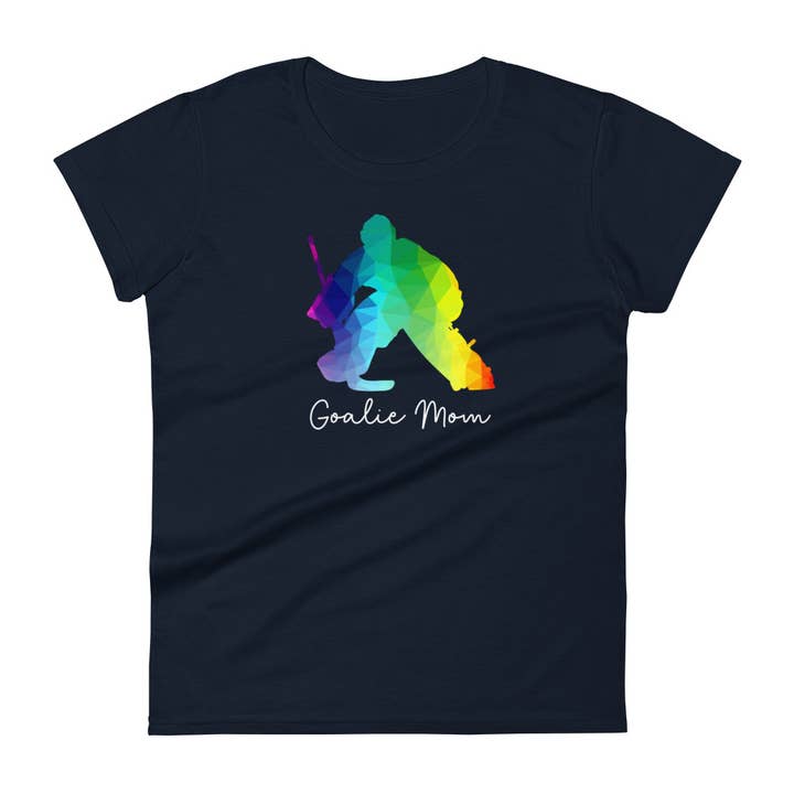 Celly Threads Hockey - Wholesale Screen Printed T-Shirt - Women's - Rainbow Goalie Mom Women's Short Sleeve T-shirt