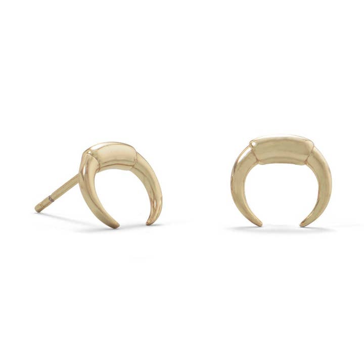 Mini orecchini a bottone a forma di mezzaluna placcati in oro 14 carati per la vendita all'ingrosso da parte di Silver Stars Collection