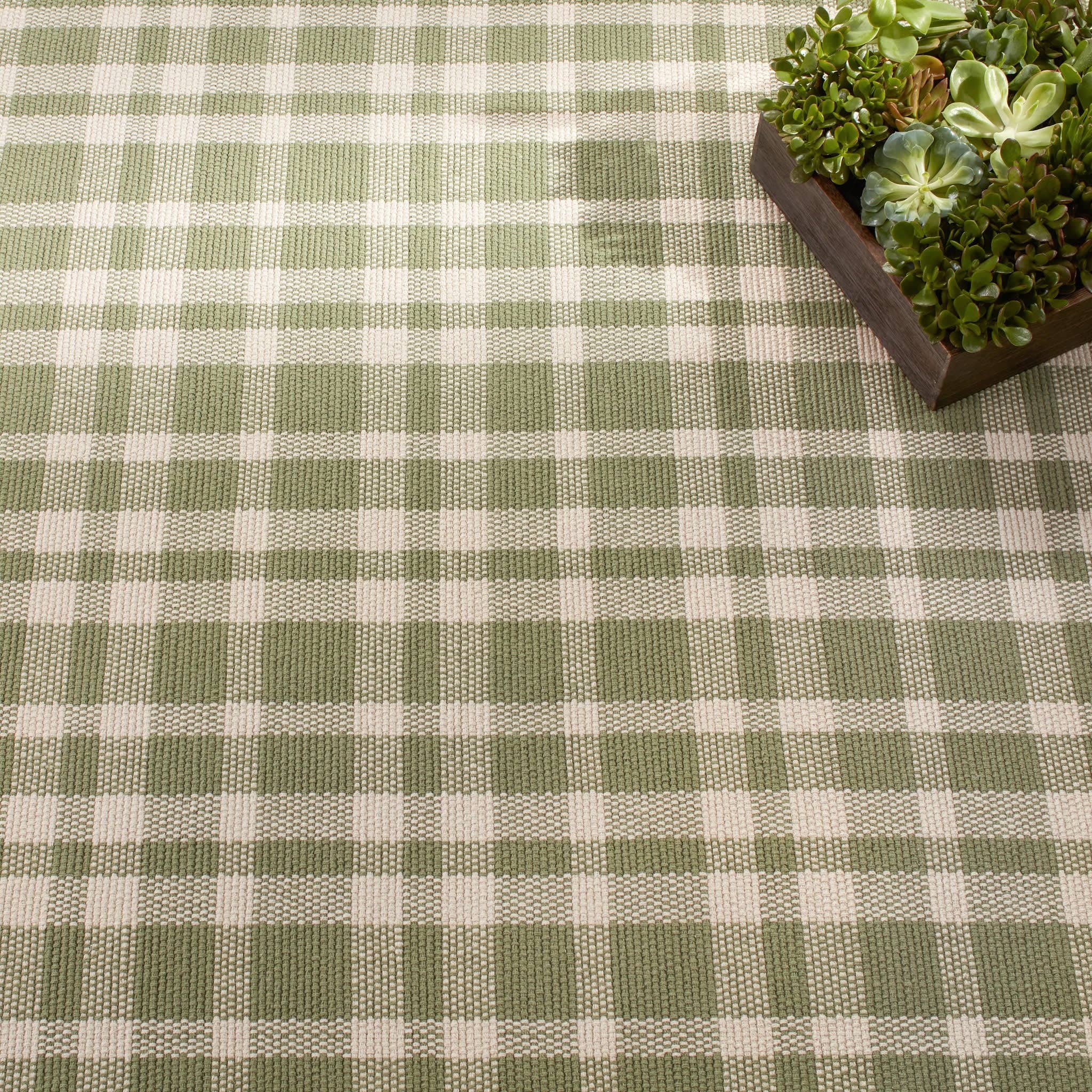 Annie Selke - Wholesale Area Rug - Tattersall Handwoven Cotton Rug | Sage1