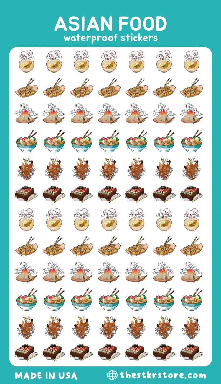 Girls Printing House - Wholesale Sticker - Asian Food Sticker Sheet0