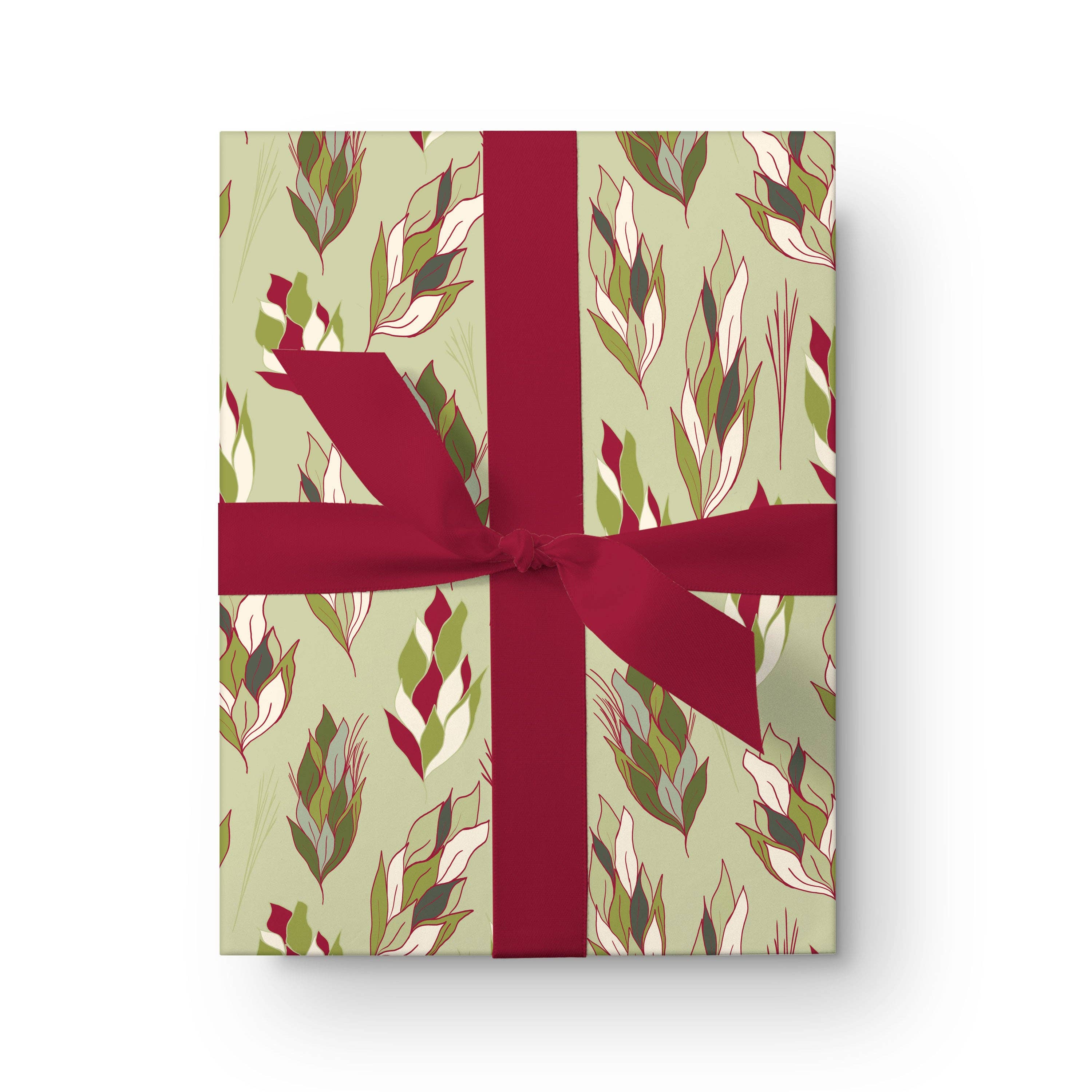 Kartoti Designs - Wholesale Wrapping Paper Roll - Christmas Pine Cones - Green Wrapping Paper3