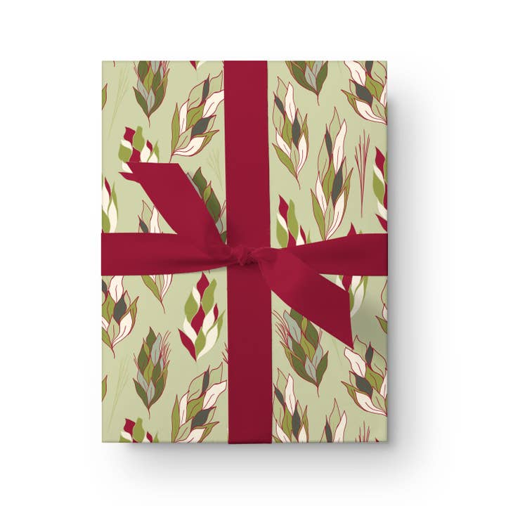 Kartoti Designs - Wholesale Wrapping Paper Roll - Christmas Pine Cones - Green Wrapping Paper3
