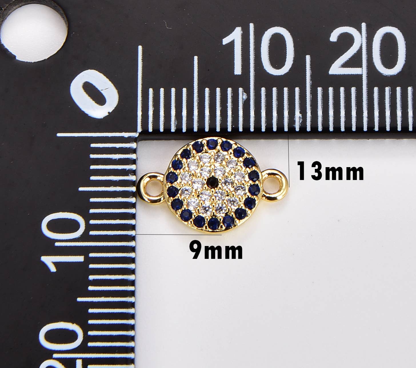 Beads Creation - Wholesale Individual Charm/Pendant - Micro Pave Coin EVIL Eye Gold Filled Charm Connector CN0571