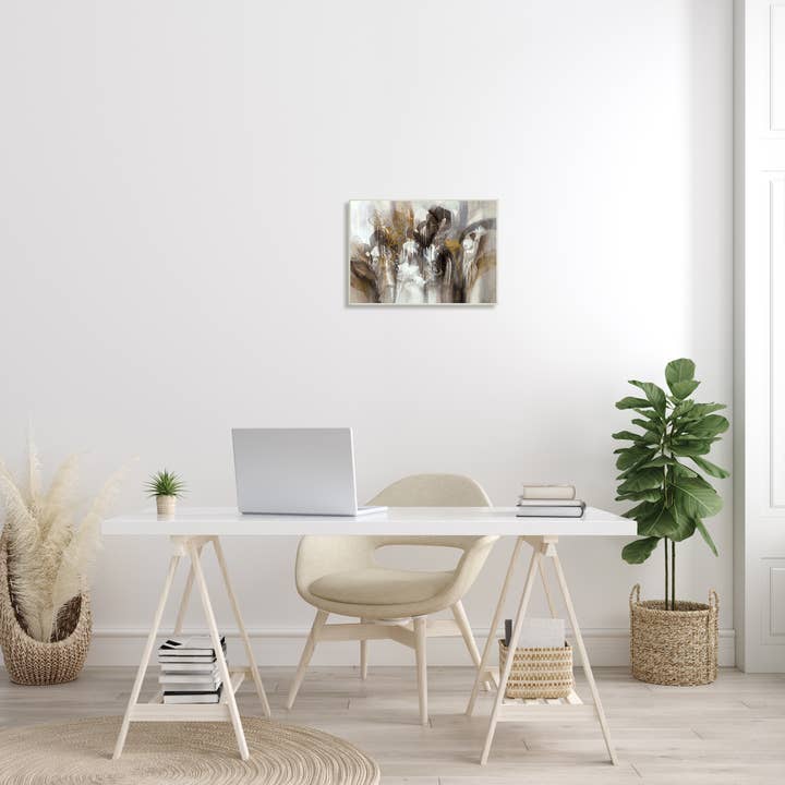 Stupell Industries – Engroshandel Vægplakat – Abstrakt Cascading figurer Brun Hvid Sort Maleri Plaque