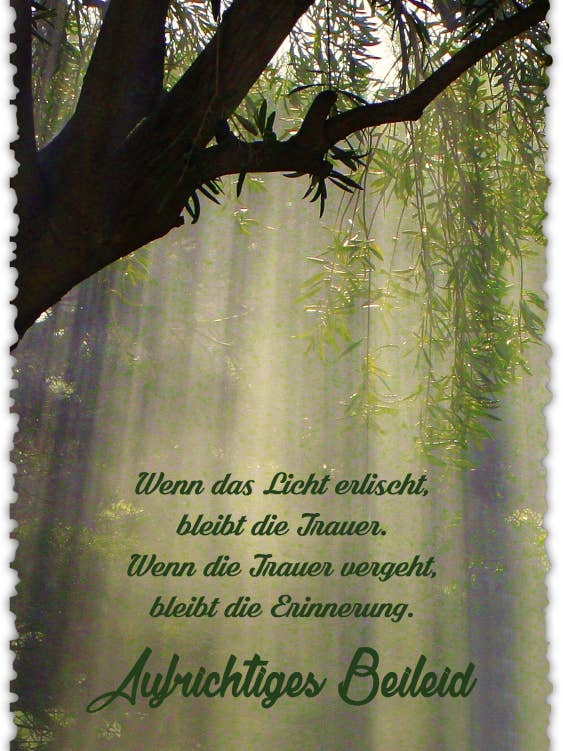 Biglietto di condoglianze «Quando la luce si spegne...» per la vendita all'ingrosso da parte di Gespänsterwald