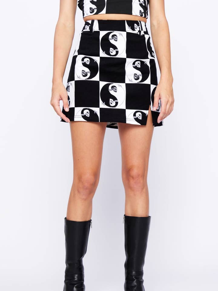 Gonna a quadretti Harmony Nero/Bianco per la vendita all'ingrosso da parte di Your Highness