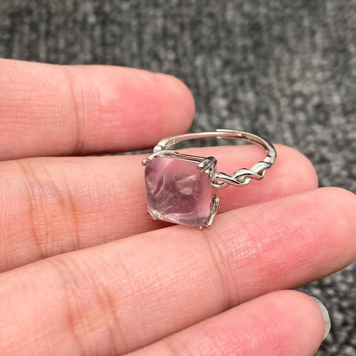 Mio Queena - Wholesale Single Stone/Solitaire Ring - Natural Crystal Fluorite/Tiger's Eye/Rose Quartz Rings - CS