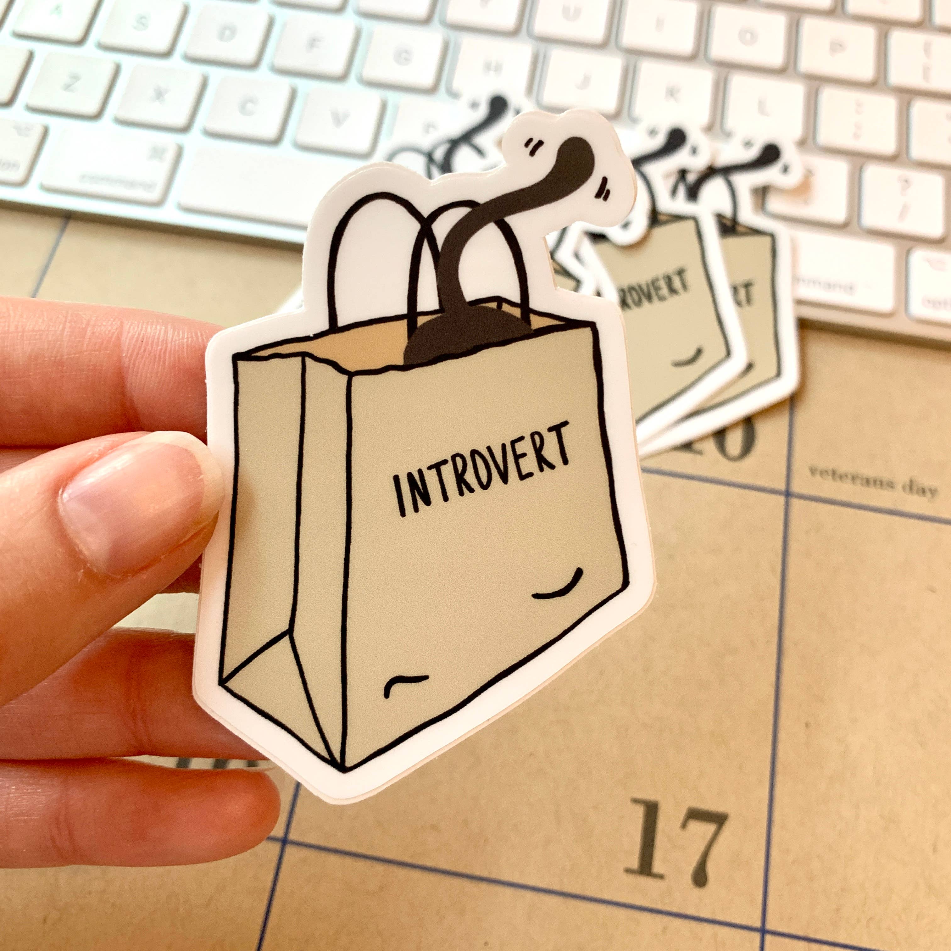 Yellow Daisy Paper Co. - Wholesale Sticker - Introverting Cat Sticker, Vinyl Introvert Sticker0