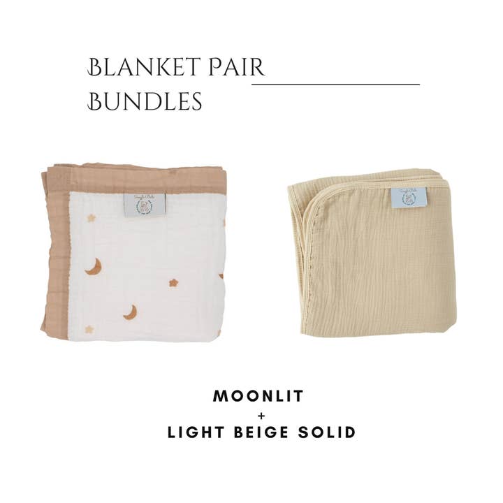 Moonlit Dreams + Light Beige Solid Blanket Bundle for wholesale by Snuggle Buds