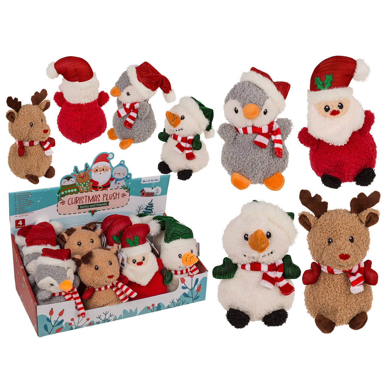 Wurm - Wholesale Gag Gift/Novelty Gift - Christmas plush, cute animals, 4-pack, 12 pieces on display0