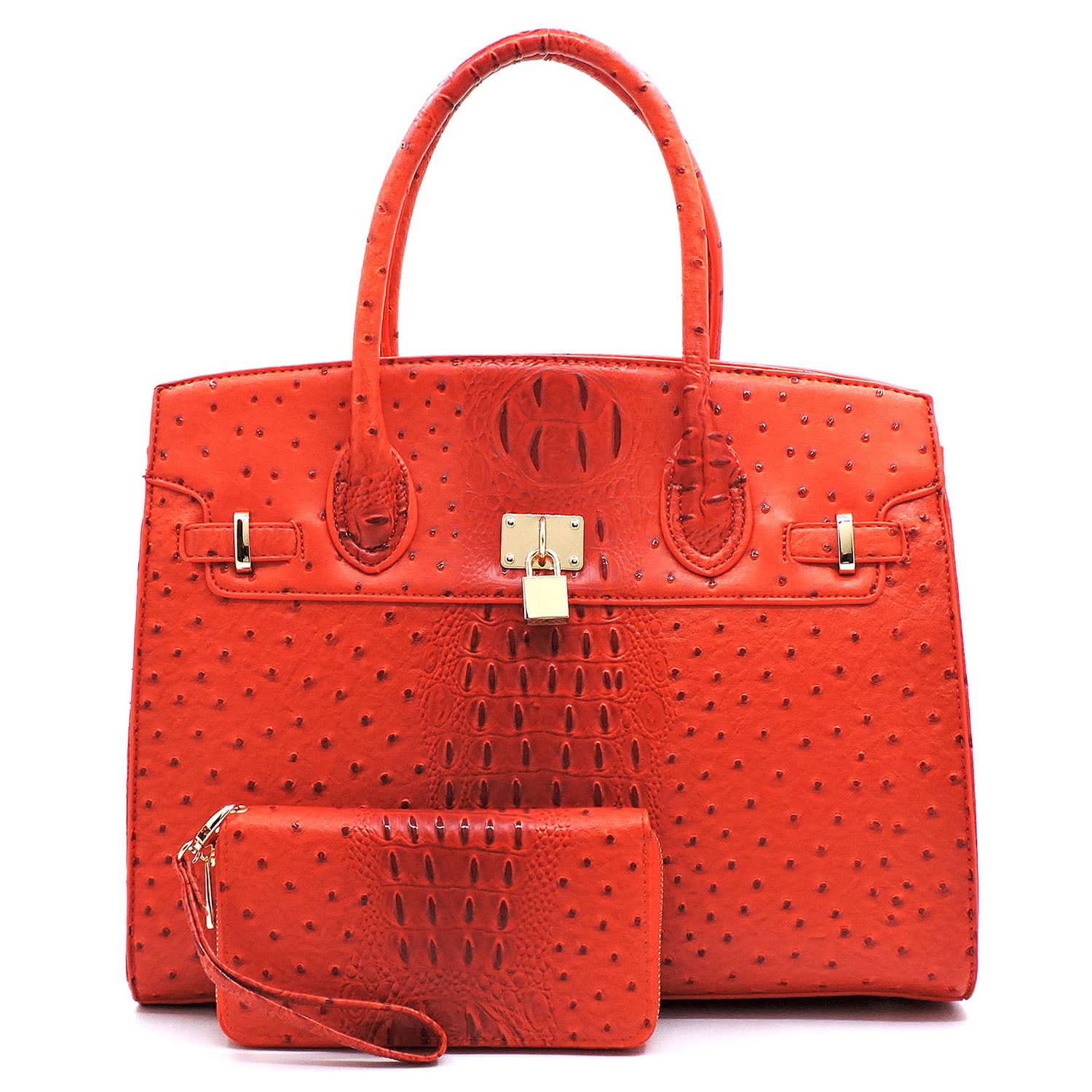 M&M HANDBAGS, LLC. - Wholesale Laptop Bag - Unisex - OS1096 Ostrich Croc Padlock 2-in-1 Satchel1
