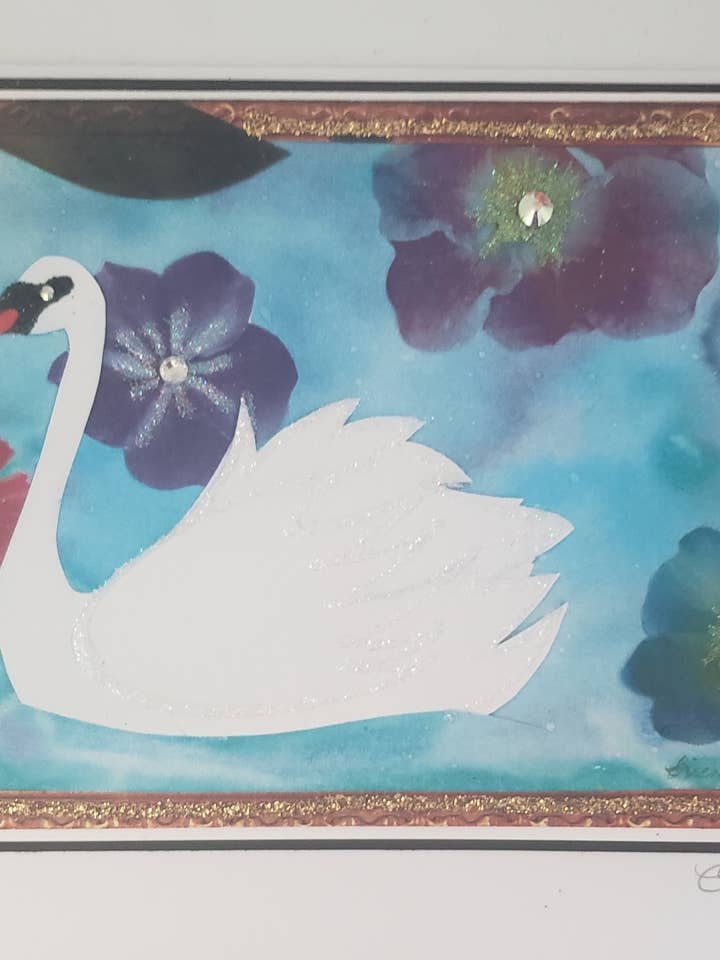 Elegante tarjeta de cisne, tarjeta de flor de cisne para venta al por mayor de Erica DiPaolo Designs