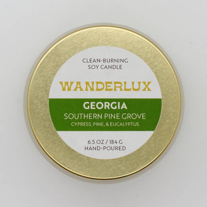 Wanderlux Candles - Wholesale Travel Candles - Wanderlux Georgia Southern Pine Grove 6.5 Ounce Soy Candle1