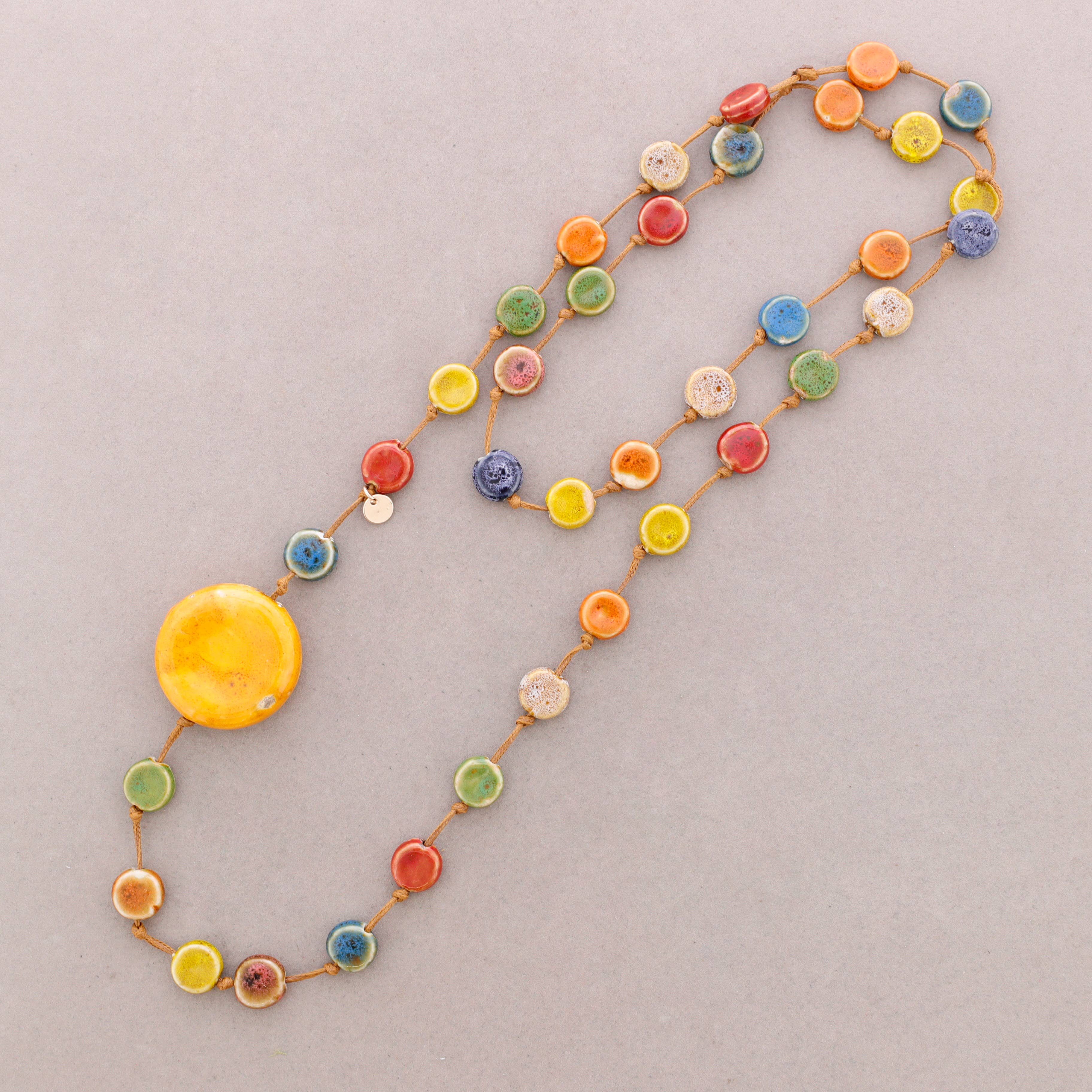 Sonata – wholesale Snap-smycken – Lång halsband med keramiska medaljonger1