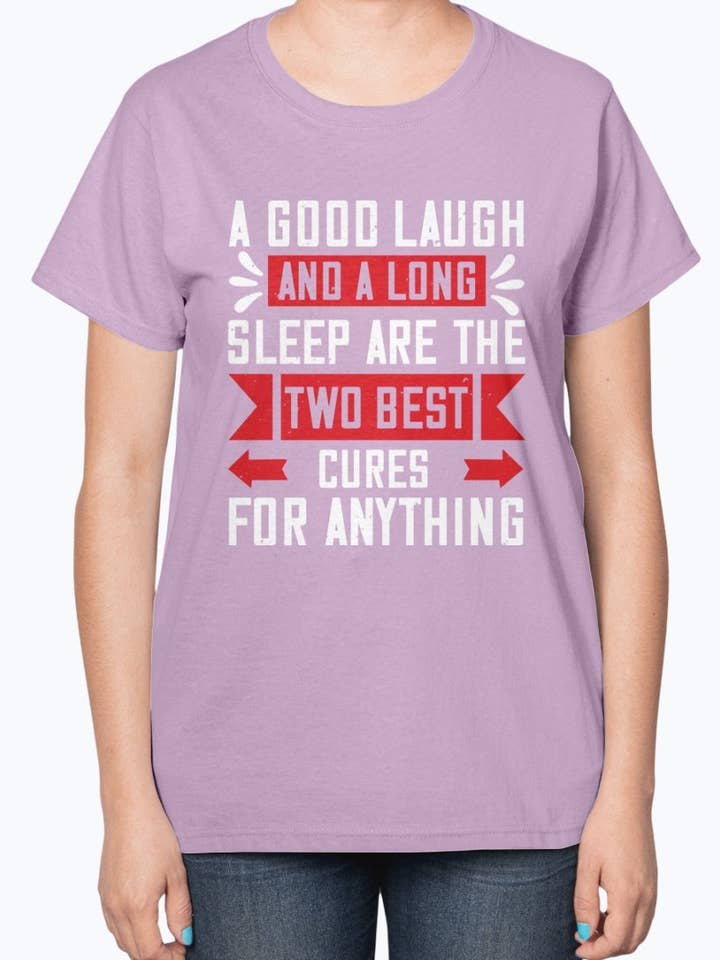 Et godt grin og en lang søvn er de to bedste kur for noget - Sovende - Dame T-shirt for engroshandel hos tshirt unlimited