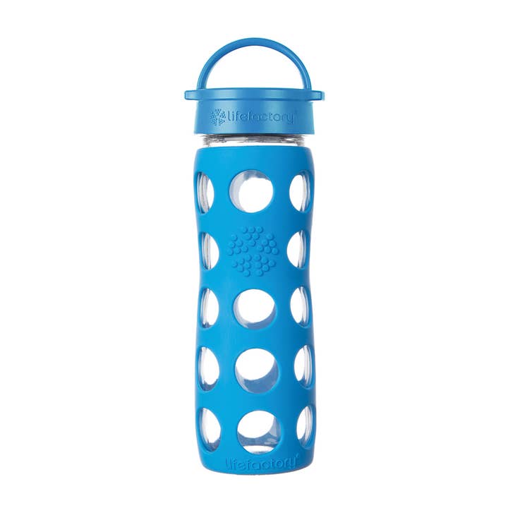 Lifefactory - Wholesale Water Bottle - 16oz Glass Water Bottle Classic Cap - Ocean Color