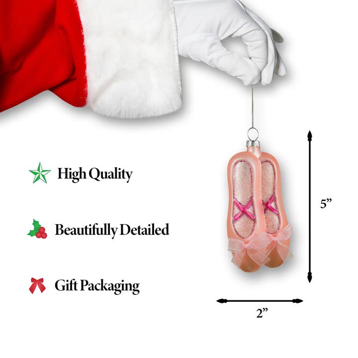 North Star Christmas - Wholesale Ornament - North Star Christmas | Ballerina Slippers Glass Ornament1