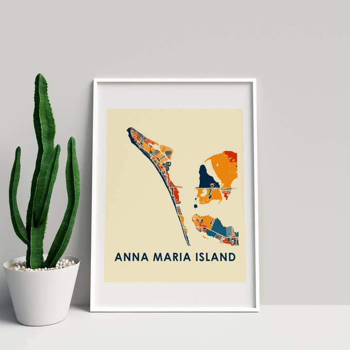 Impresión de mapa de la isla Anna Maria de 11 «x 14" - Chroma Style para venta al por mayor de ILIKEMAPS