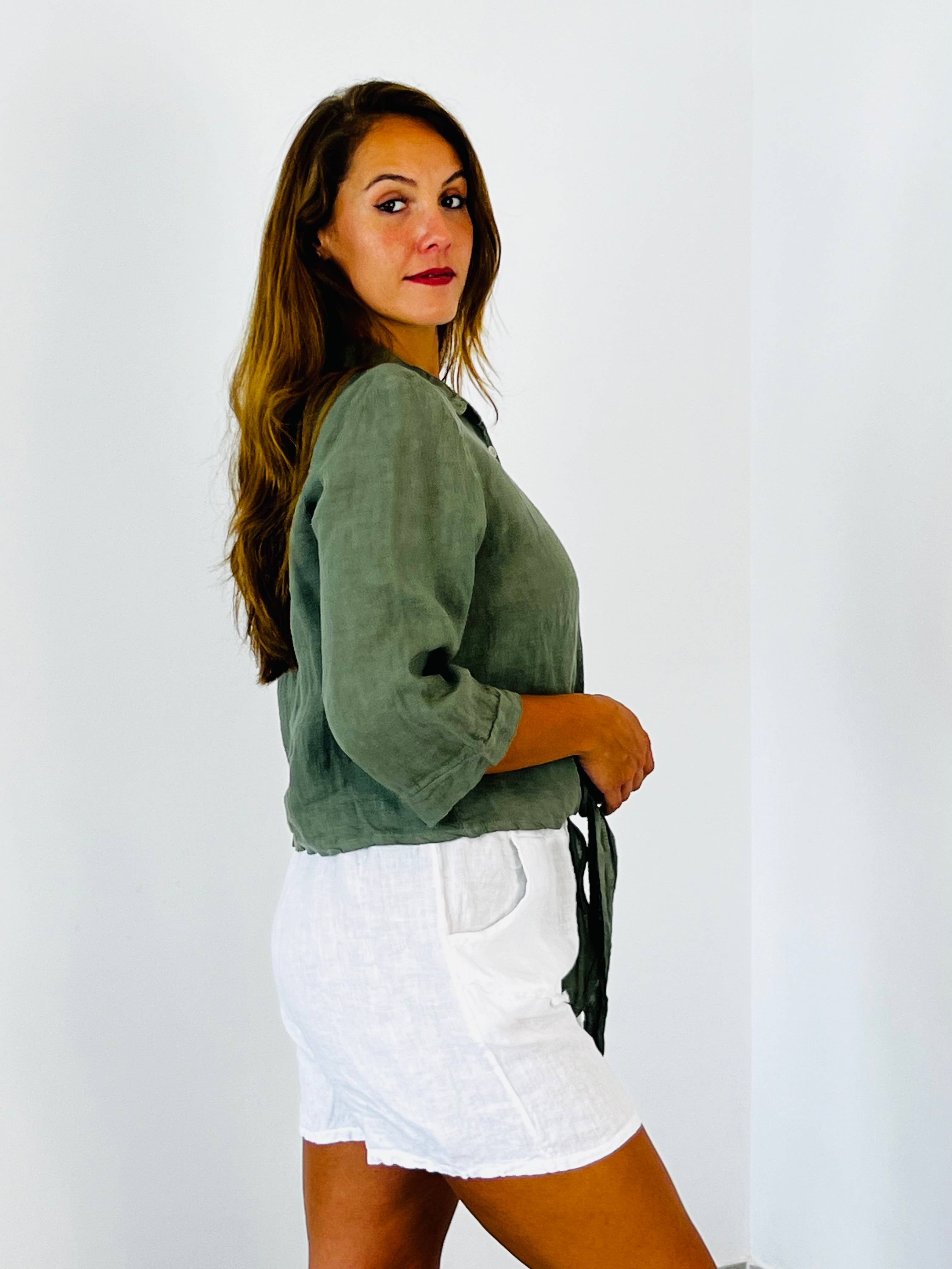 Linen & More - Wholesale Button Down Shirt - Women's - REF 89166 100% LINEN TIE SHIRT4