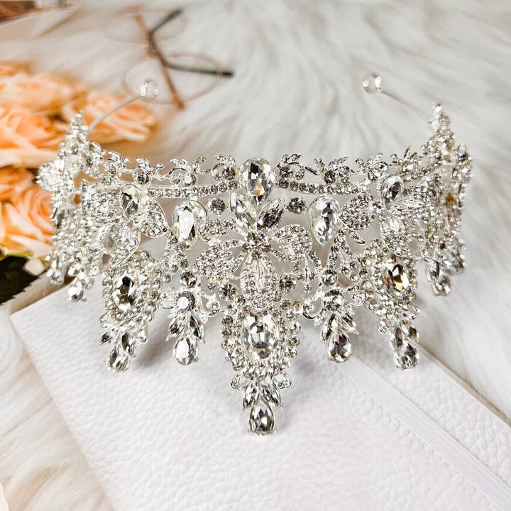 Happy Dream Gifts - Wholesale Party Hat/Crown - Silver Crown Queen Headband, Hair Jewelry Accessories Tiara