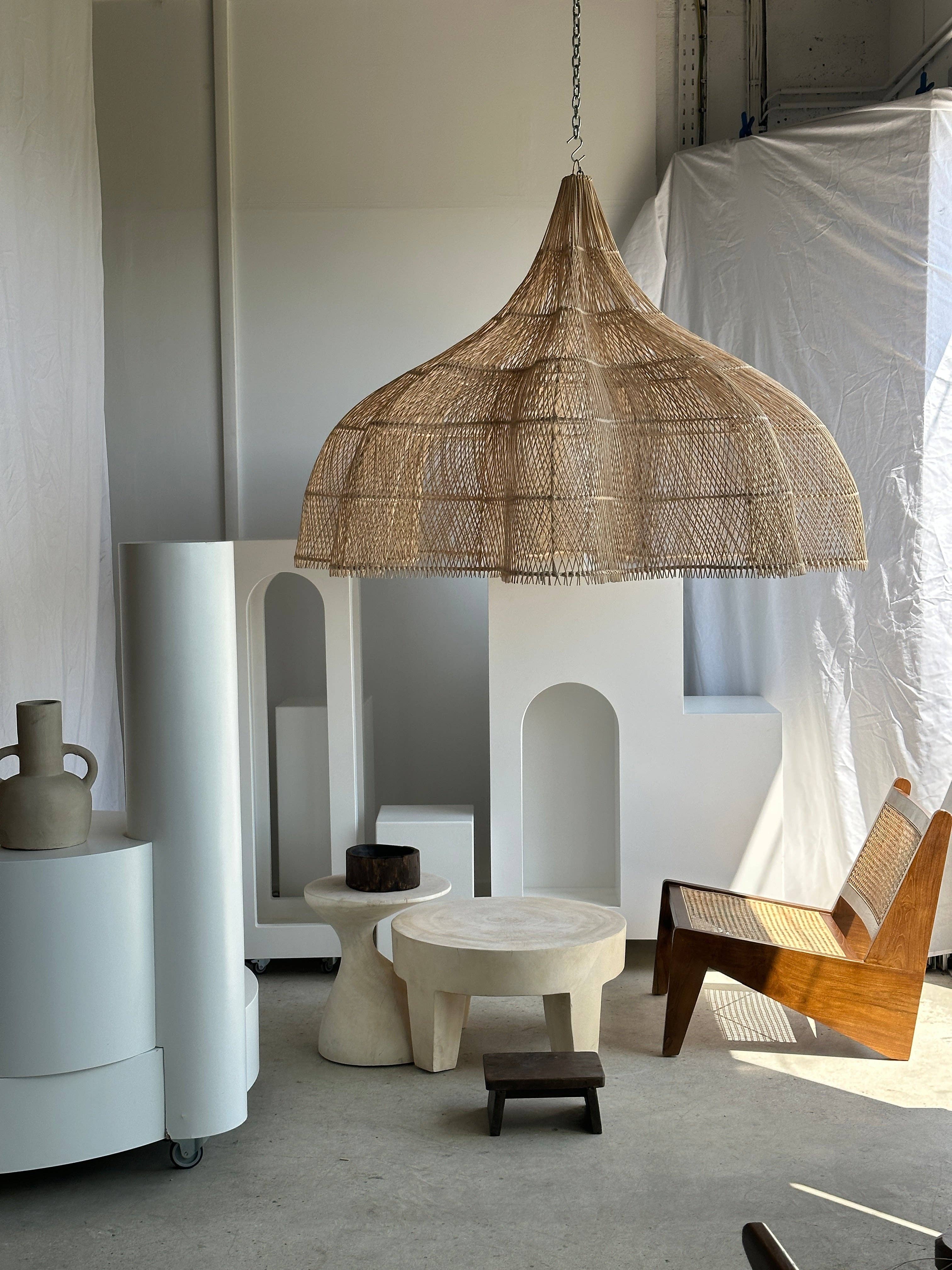 Office Objets - Wholesale Chandelier/Hanging Light - Immense rattan suspension in the shape of a flower, tulip, corolla H:1m; D:1m5062