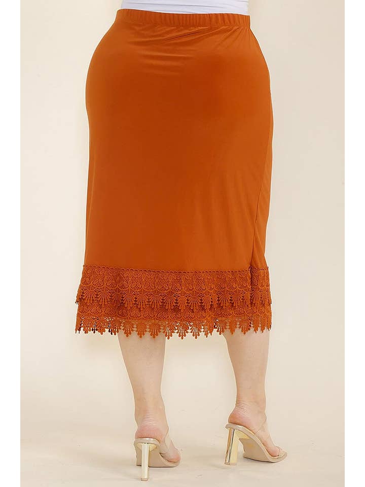 ROUSSEAU - Wholesale Skirt - Women's - ELASTIC WAIST CROCHET BOTTOM HEM MIDI SKIRT6