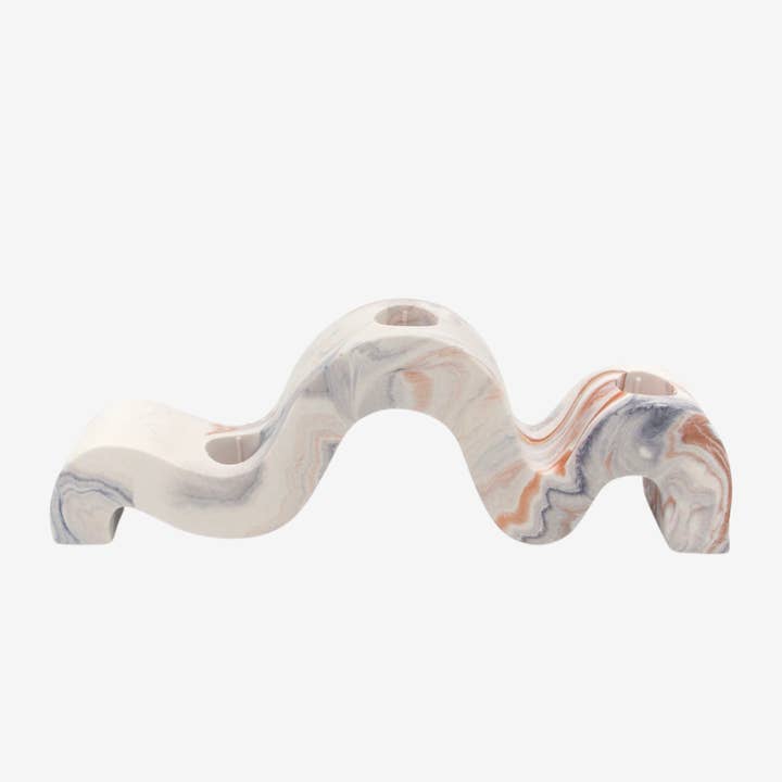 Wavy Candleholder - Rust marble for wholesale by ByChrillesen