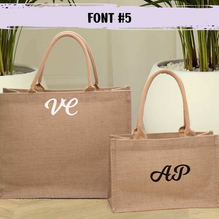 Bodhi Life Design - Wholesale Tote Bag - Women's - Custom Burlap Tote Bag, Bridesmaid Gift Bag with Initials