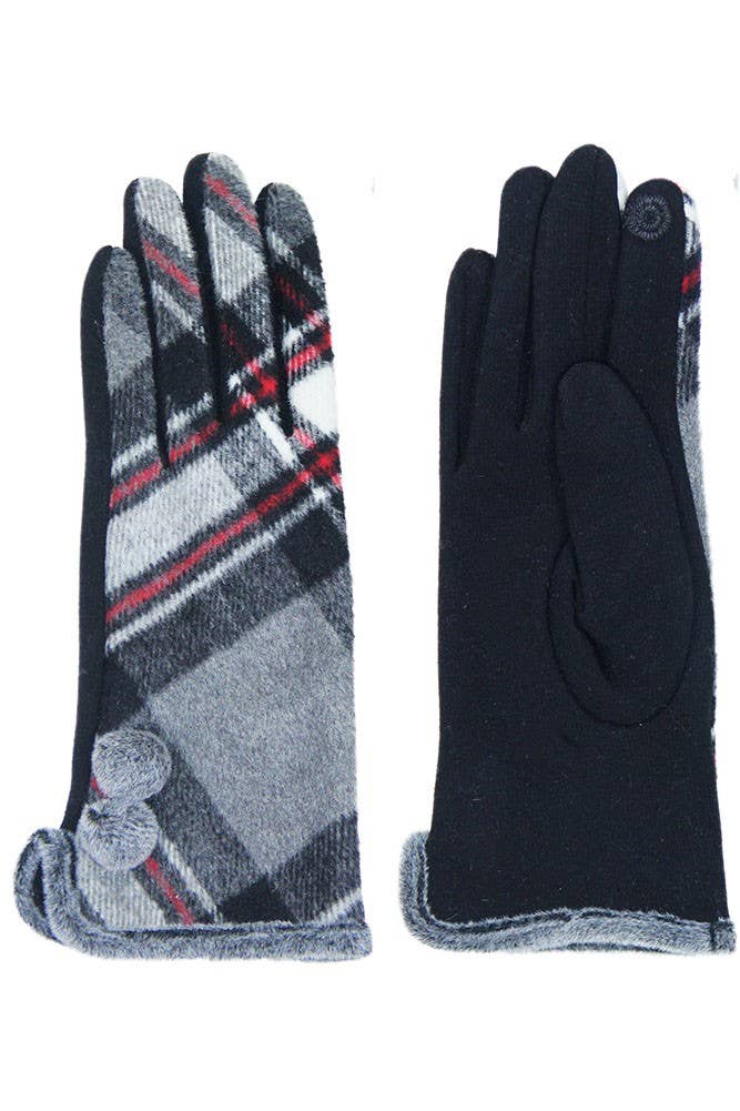 Hana - Wholesale Gloves - Women's - Plaid and Check Smart Touch Gloves1