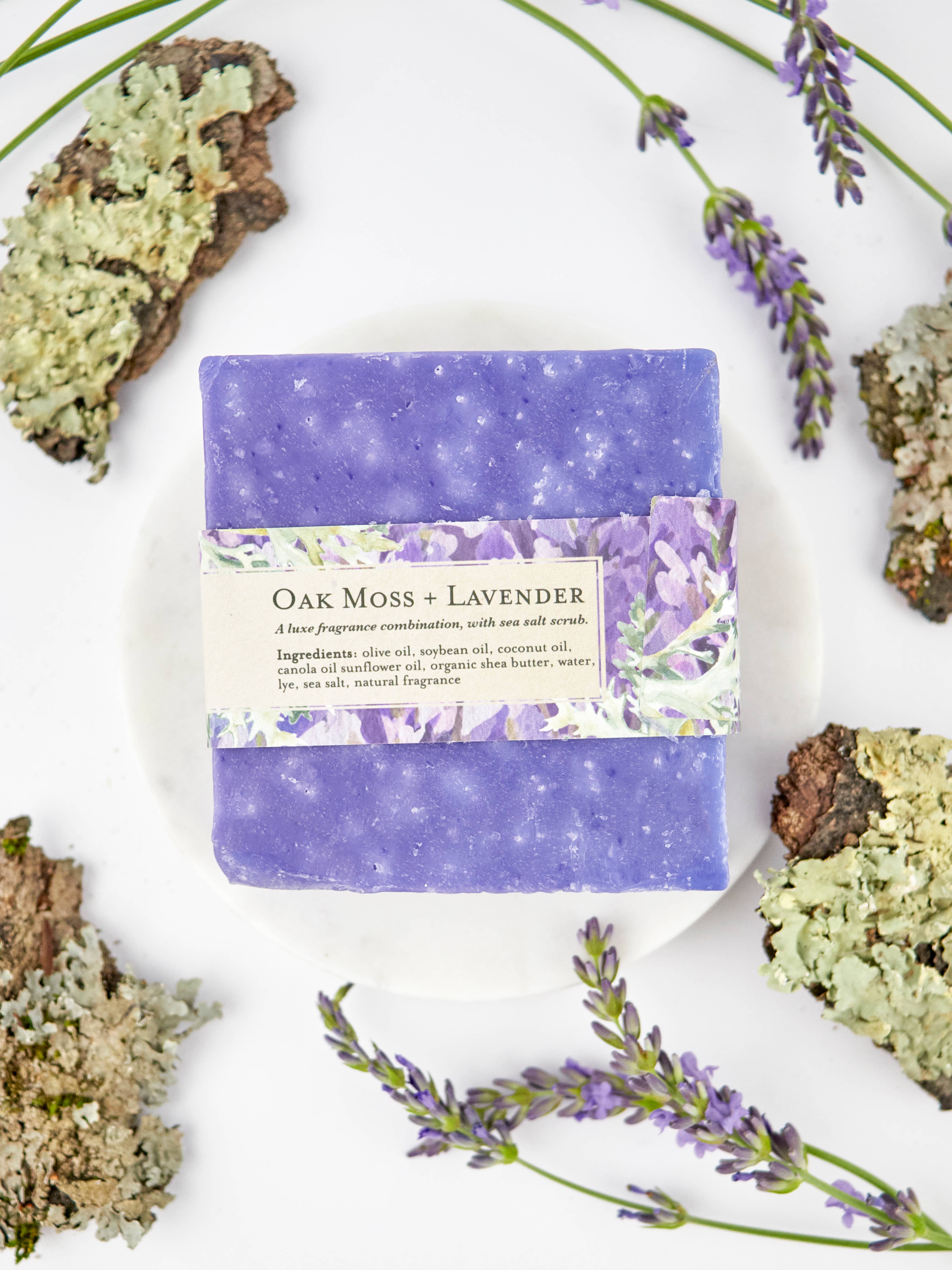 Ash & Rose - Wholesale Bar Soap - Lavender Oak Moss Soap Scrub Bar2