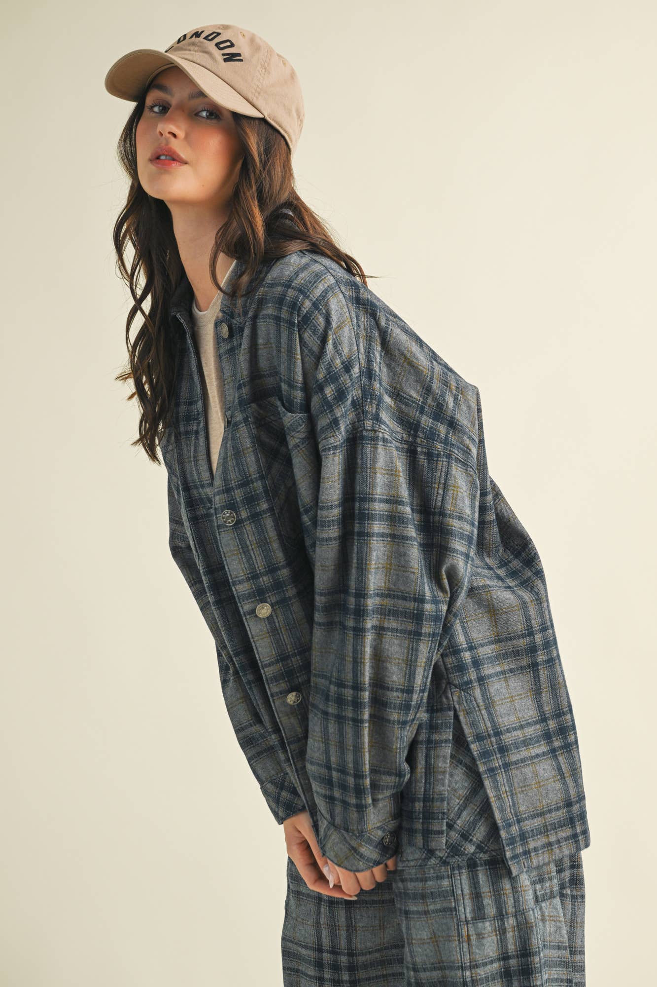 WASHED DENIM PLAID SHIRT SHACKET for wholesale on Faire3