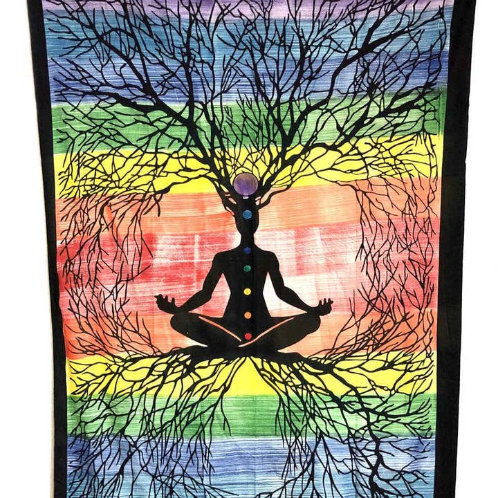 Tapestry 7 Chakra Roots (135 x 220 cm) for wholesale by Vrinda