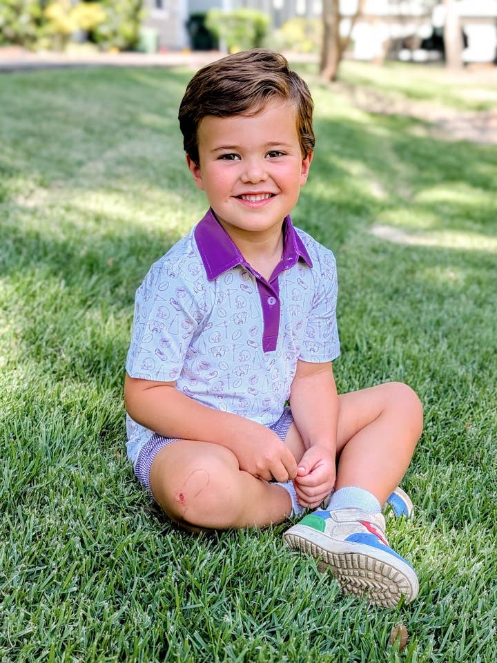 Tiny Tailgaters - Purple Edition - Boys Polo for wholesale by Ann Reeves Kids