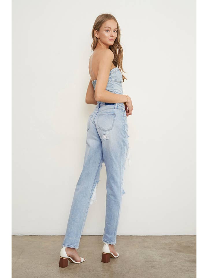 Insane Gene USA – wholesale Jeans - Dam – Hög midja slitna Baggy Jeans