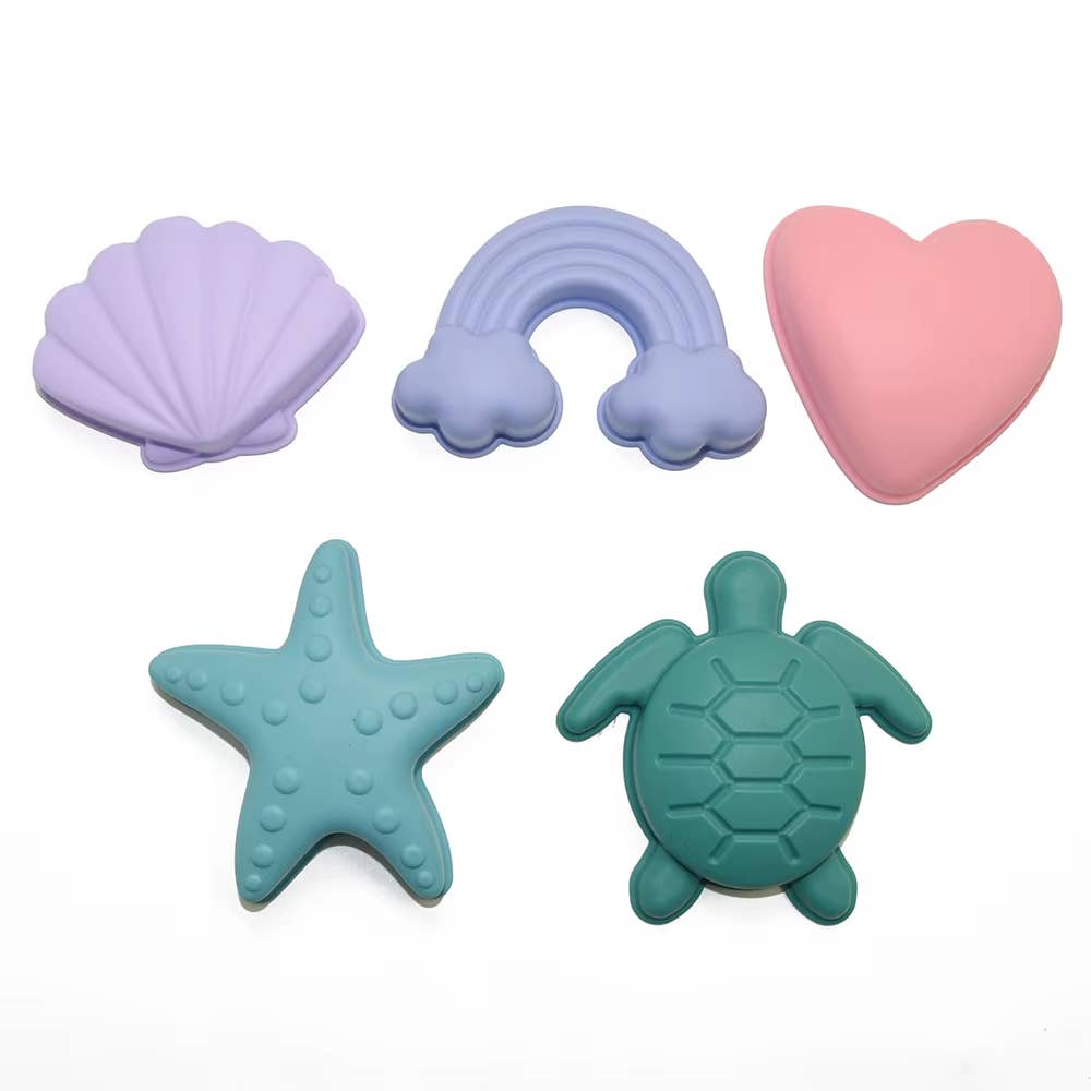 PETIKIDS – Brinquedo de piscina/praia - Crianças e bebés por atacado – Conjunto de brinquedos de praia e areia em silicone (7 peças)1