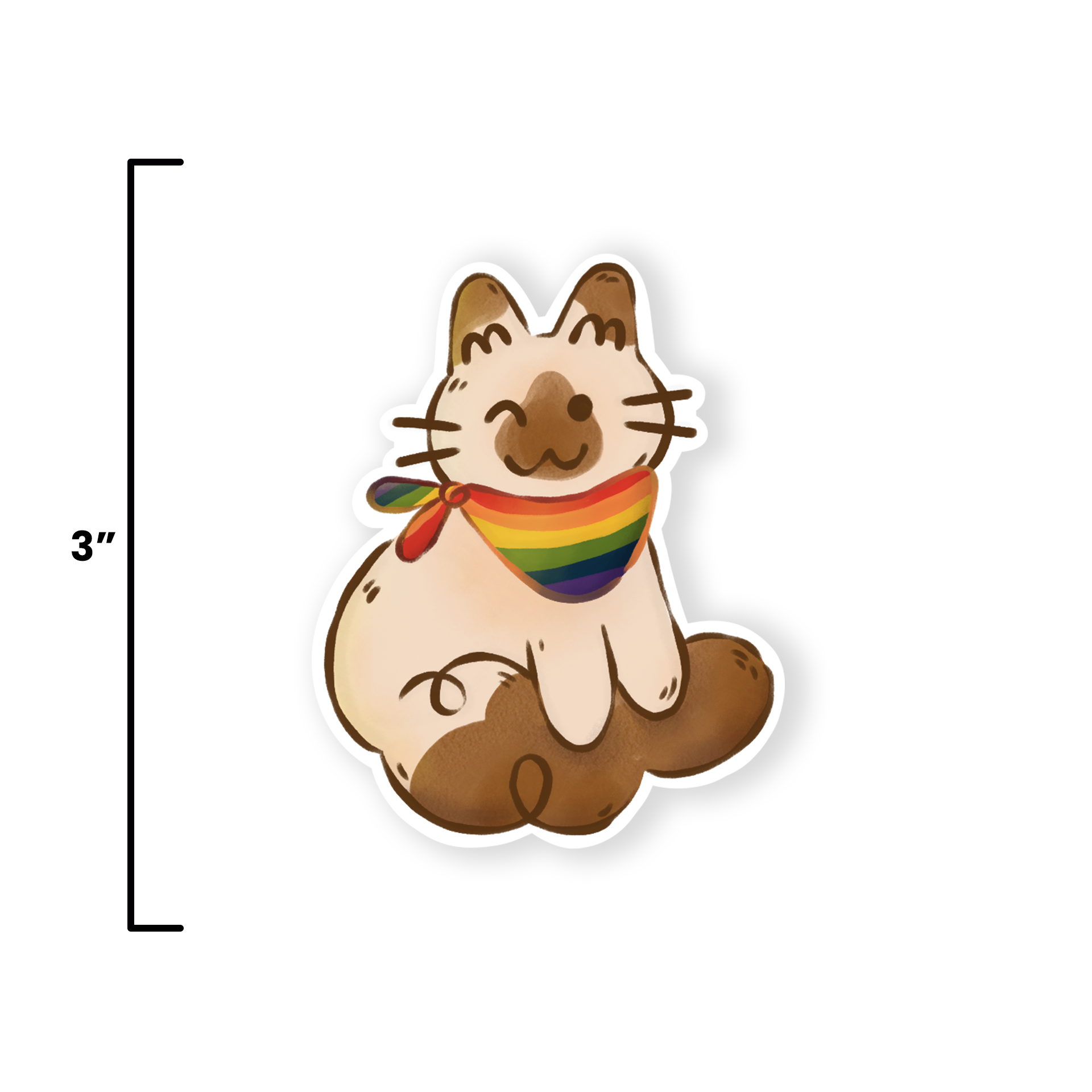 The Stray Shop - Wholesale Sticker - Rainbow Bandana Kitty Sticker2