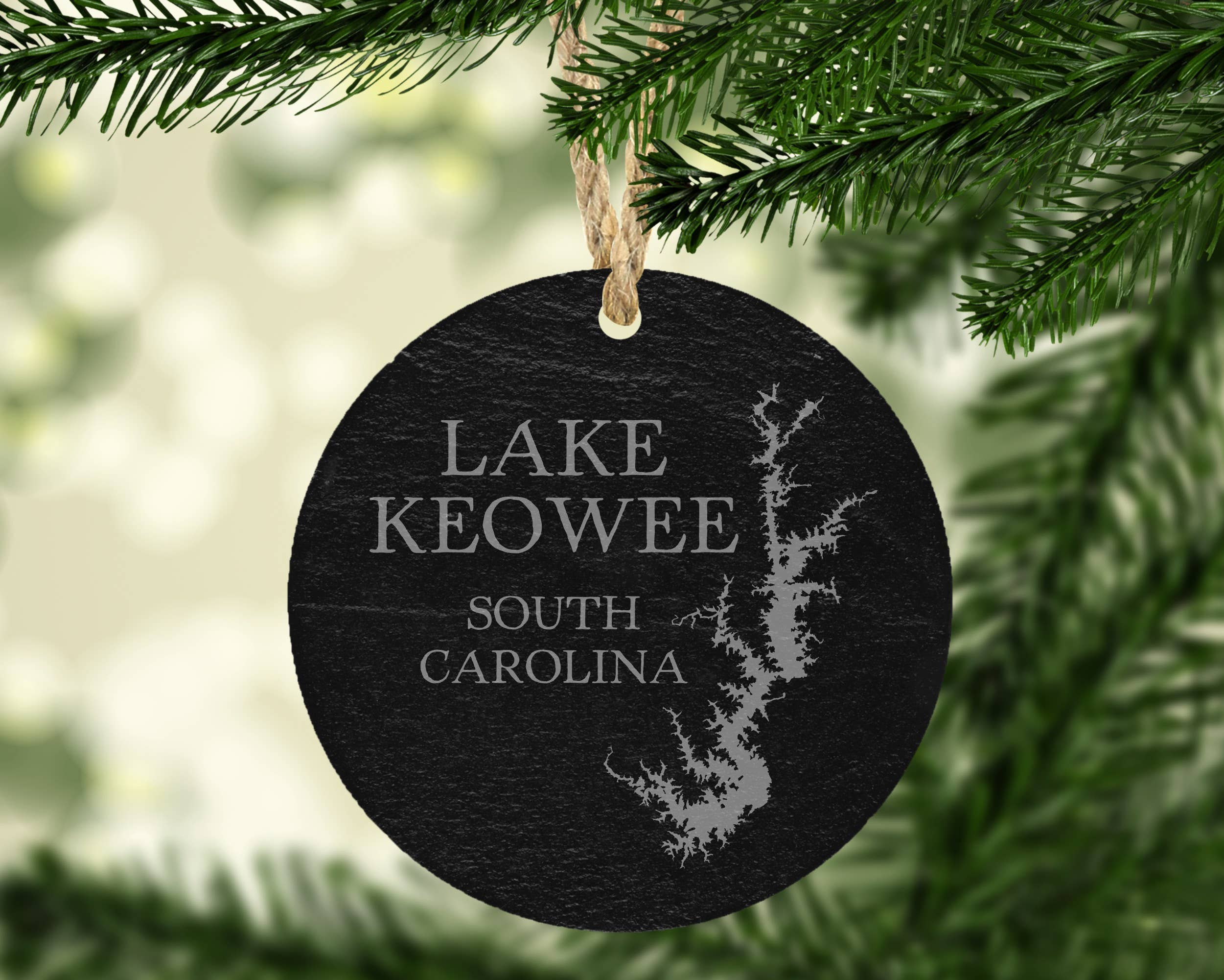 The Lillie Pad - Wholesale Ornament - Custom Lake Map Slate Christmas Ornament - Lake Gift2