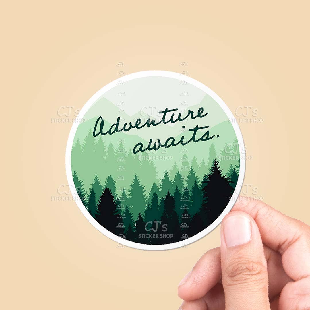 CJ's Sticker Shop - Wholesale Sticker - Adventure Awaits Woods Circle Sticker Vinyl Decal