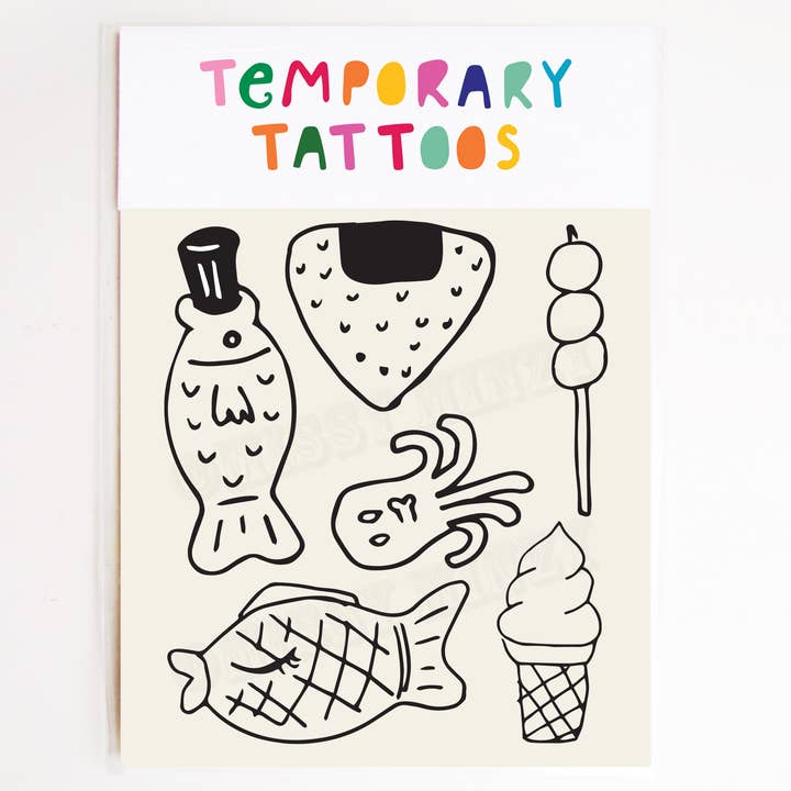 Japanese Street Food Temporary Tattoos for wholesale by Missy Minzy